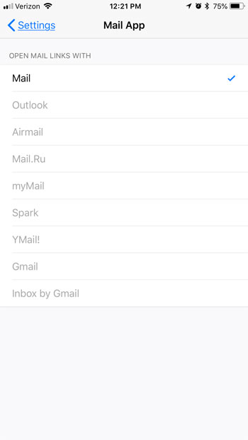 how change mail app firefox iphone