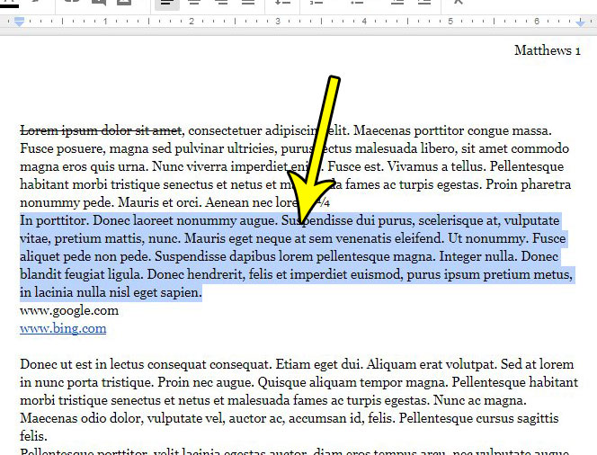 select text in google docs