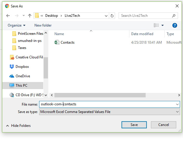 how to export contacts from outlook.com