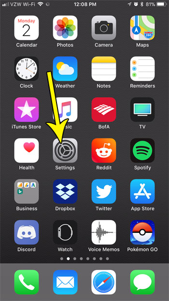 open iphone settings menu