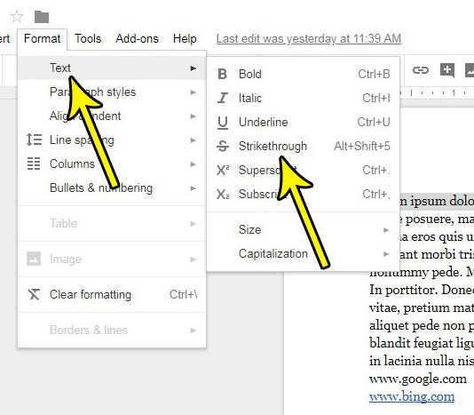 how strikethrough google docs 3 How to Draw a Line Through Text in Google Docs