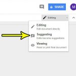 how to switch between editing and suggesting mode in google docs