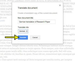 how translate document google docs