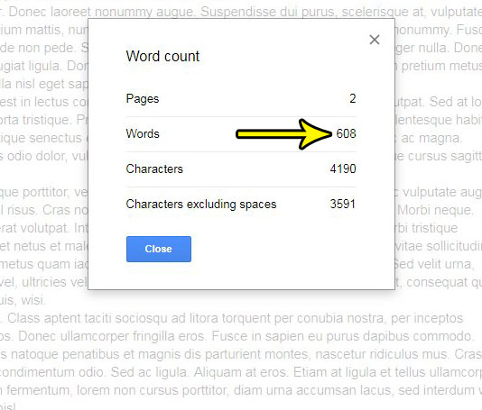 how to get a word count in google docs