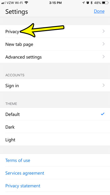 change edge iphone pop up settings