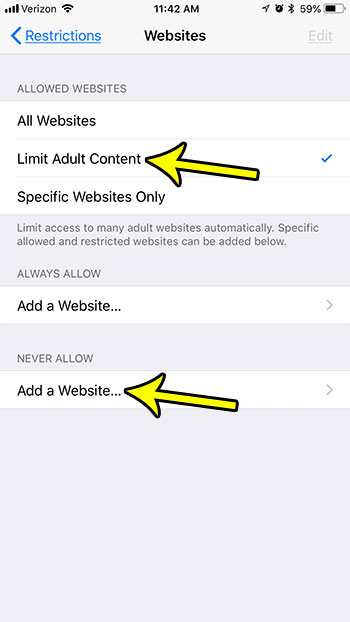 can i restrict access to certain sites on iphone