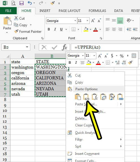 how paste as values excel 2013