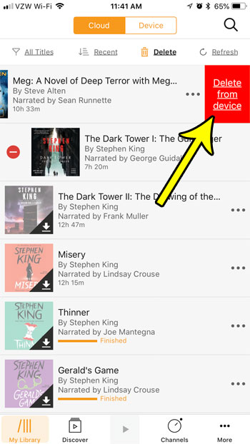 how delete downloaded audible book iphone