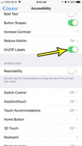 how enable on off labels iphone 7