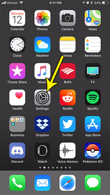 iphone open settings menu