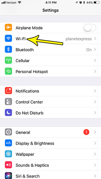 iphone open wi-fi menu