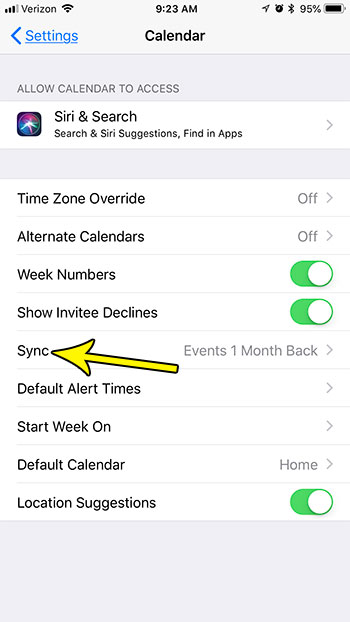 change iphone calendar sync setting