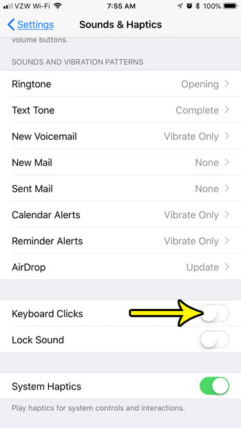 how to get rid of typing sounds on iphone 7