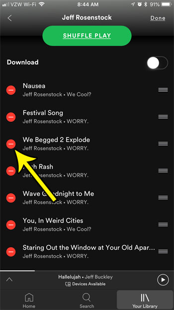 how to delete song from spotify playlist