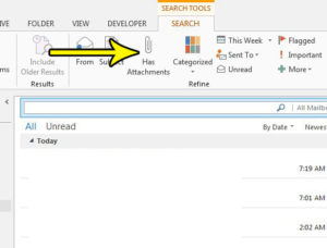 how to search for emails with attachments in outlook 2013