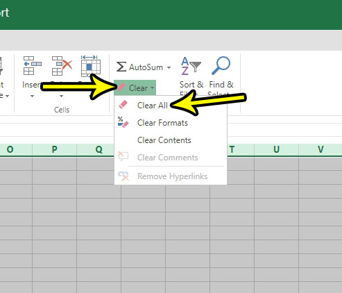 how to clear all data and formatting in excel online