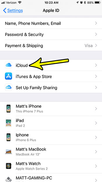 icloud storage info on iphone