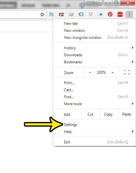 click settings from the menu