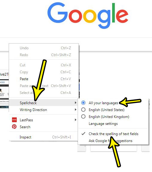 alternate way to enable spell check in google chrome
