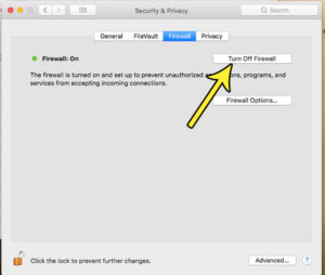 how to turn off the firewall on a mac