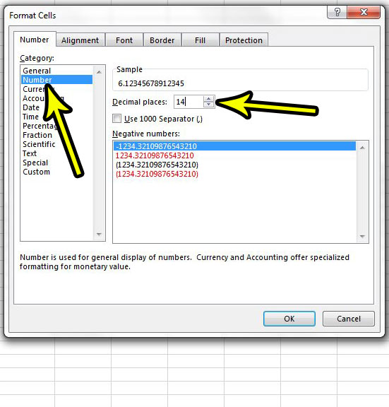 how to change number of decimal places in excel