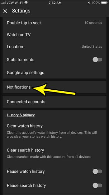 iphone youtube notification settings