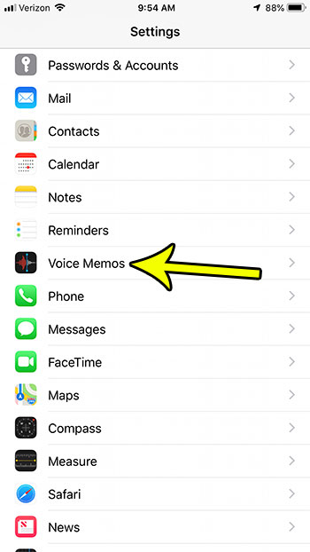 open iphone voice memos menu