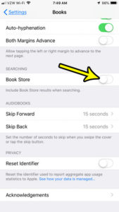 how to remove book store from search in iphone books