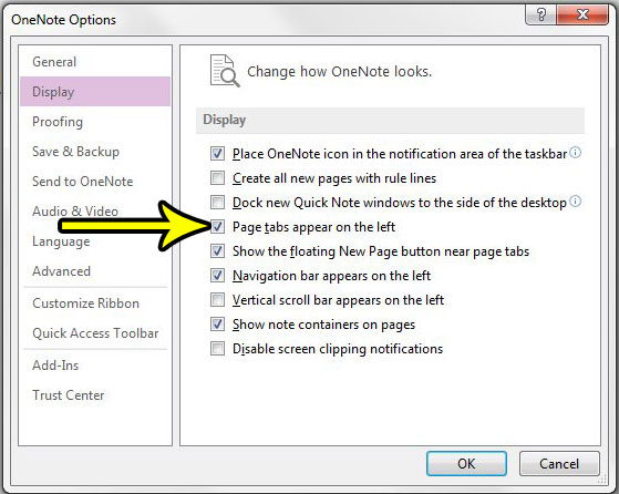 can i put pages on the screen in onenote 2013