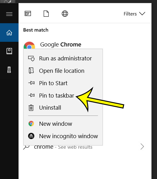 google chrome icon pin to taskbar windows 10