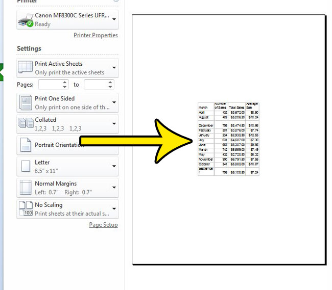 example of a centered spreadsheet in excel 2010