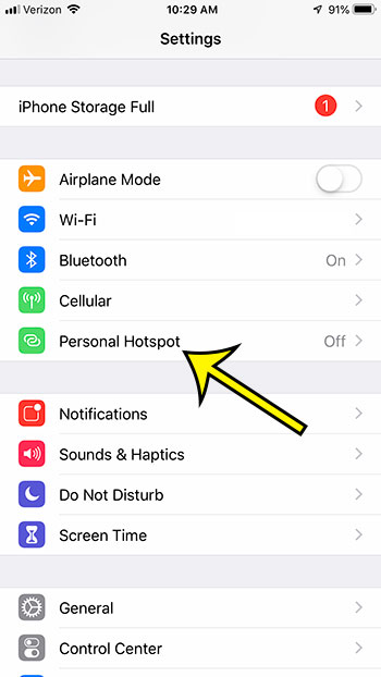 enable hotspot on iphone