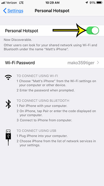 how to share iphone internet connection