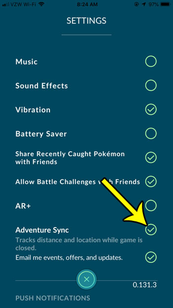 how to enable or disable adventure sync in pokemon go