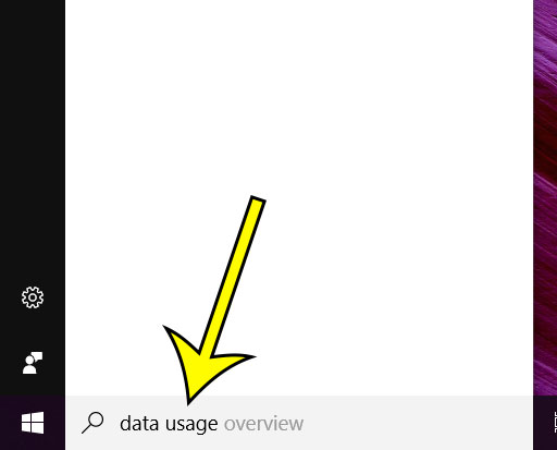 type data usage into search field