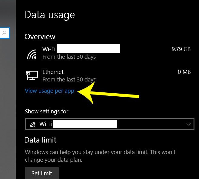 can i view my windows 10 data usage