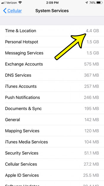 iphone time and location view data usage