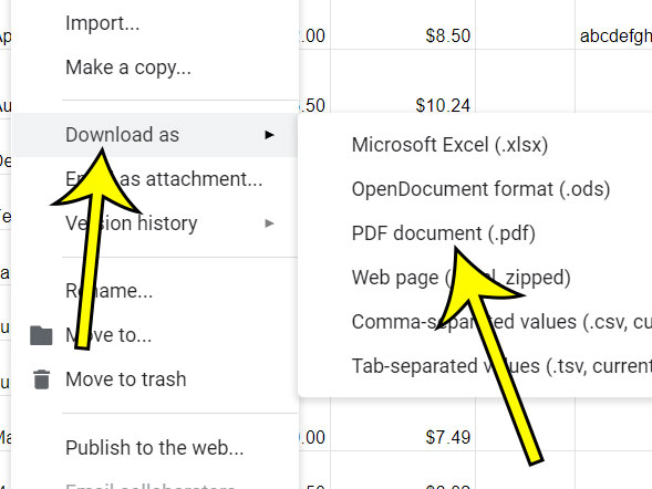 how to convert to pdf from google sheets
