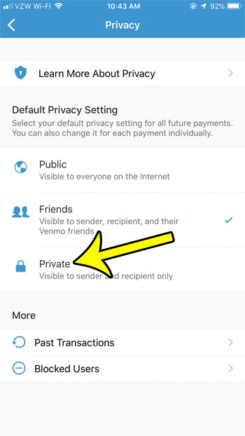 how to make venmo private by default on iphone