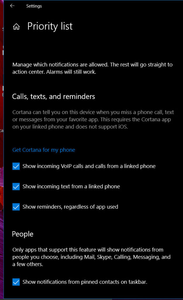 customize priority list for windows 10 notifications