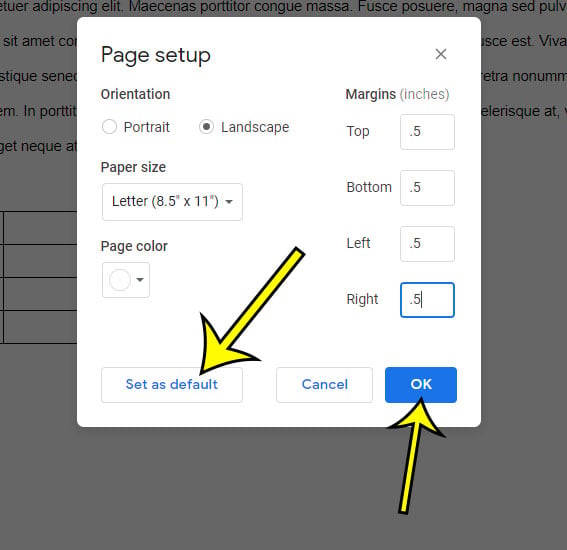 changing margin size g docs