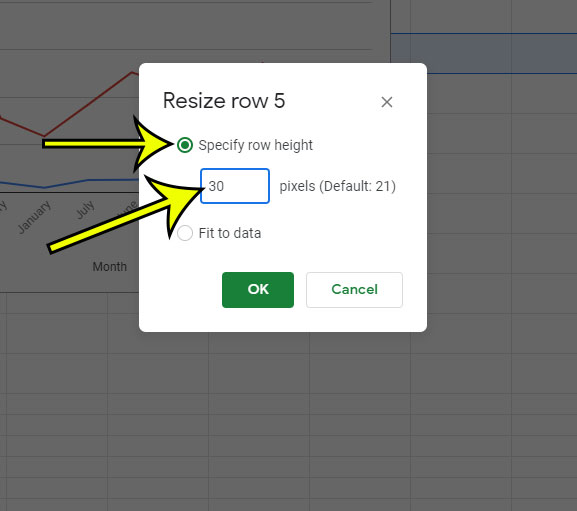 how to change the size of row in google sheets