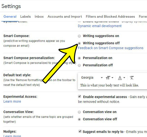 how to disable smart compose in gmail