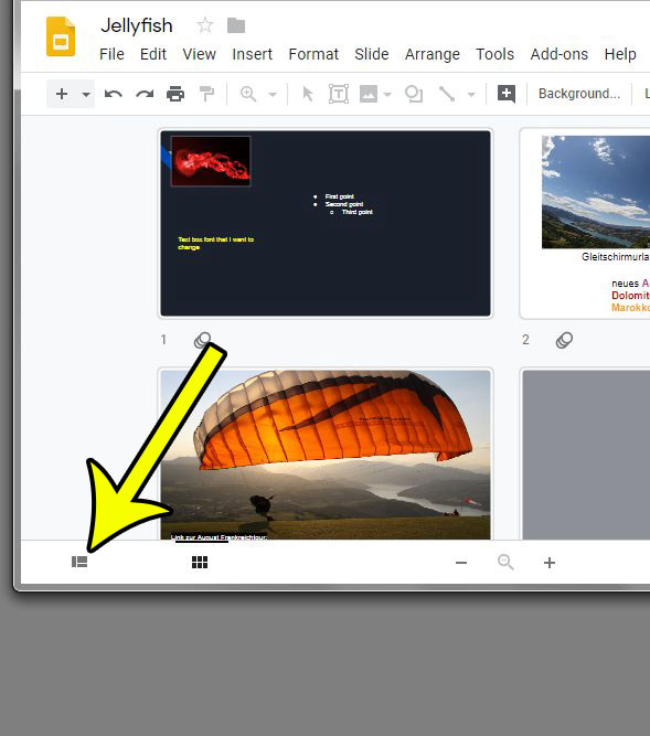 how to return to normal view in google slides