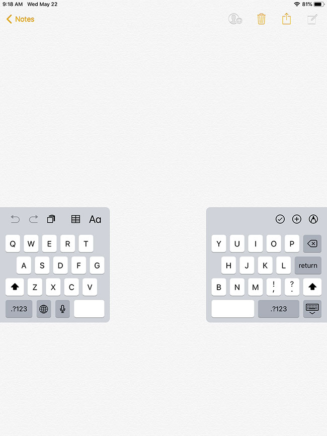 ipad split keyboard