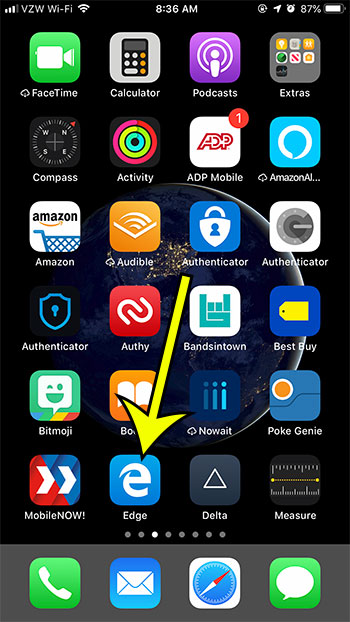 open the microsoft edge iphone app