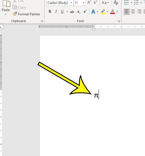 how to insert the pi symbol in microsoft word