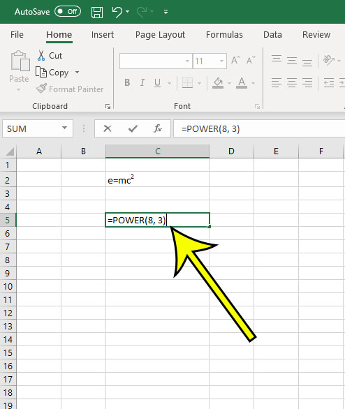 type exponents in excel for mac