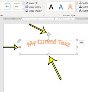 how to curve letters in word