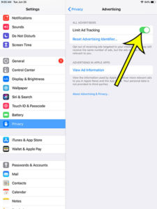how to limit ad tracking on an ipad